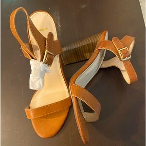 Sz8 Lulus loletal leather wooden hill platform shoes! Cognac! New